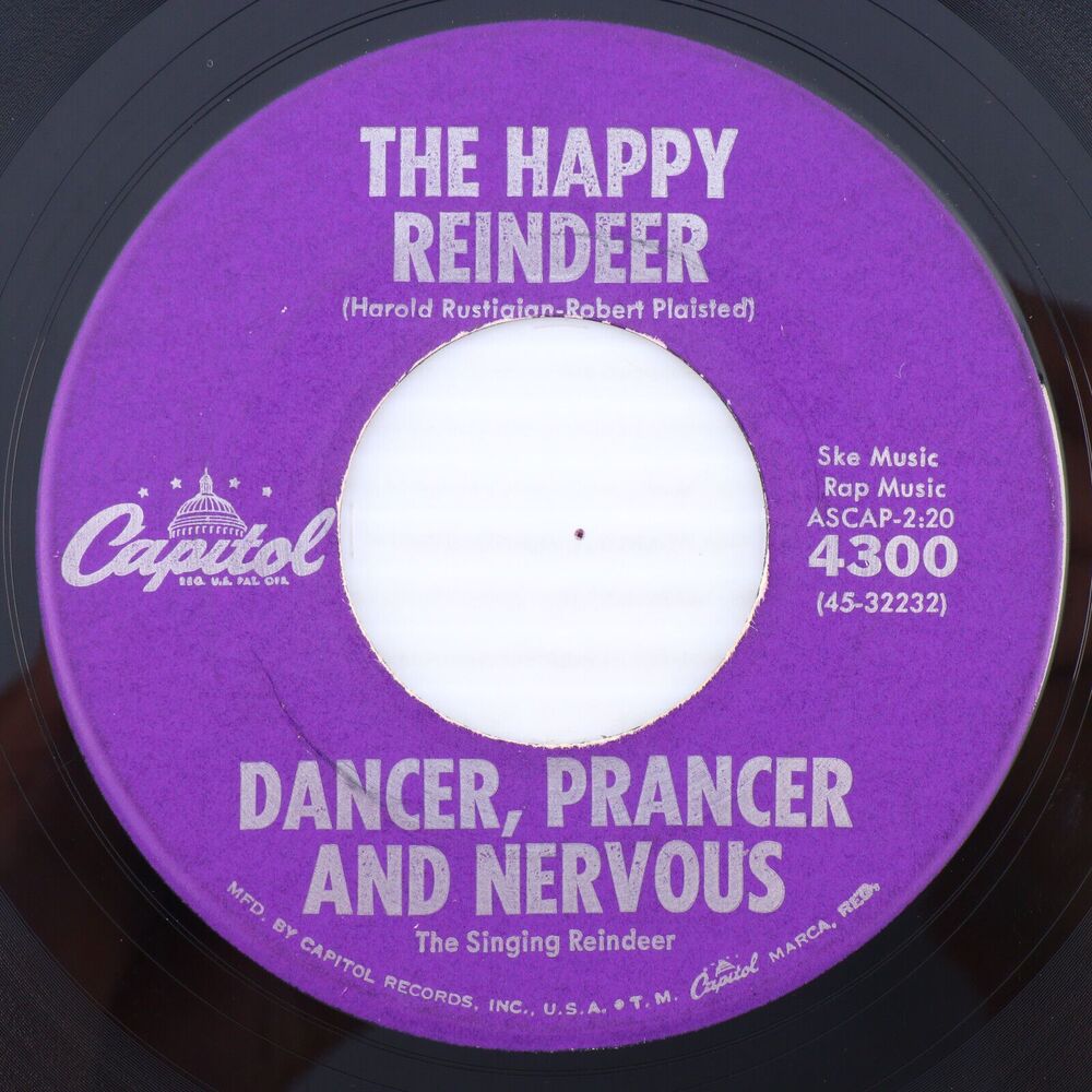 Dancer, Prancer, And Nervous: The Singing Happy Reindeer 1959 45rpm Record 4300